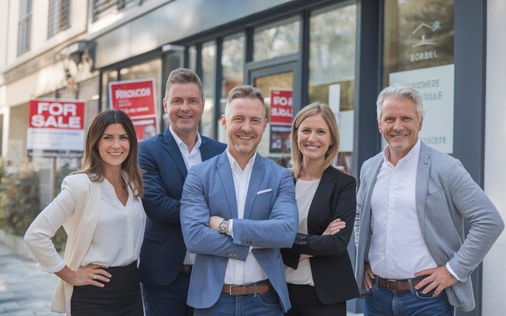 Façade d'une agence immobilière professionnelle à 91250